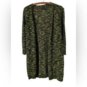 Outback Red Cardigan Size M Green Space Dyed Open Front